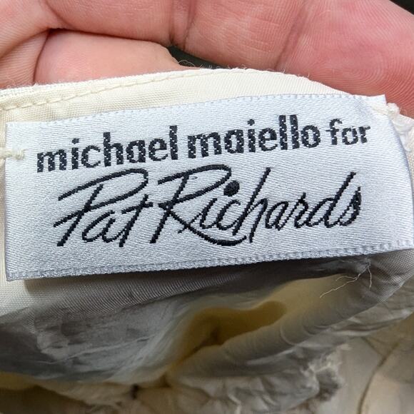 Vtg 1980s Michael Maiello Pat Richards Ivory Pearl Beaded Tiered Midi Dress 20 - Picture 7 of 9